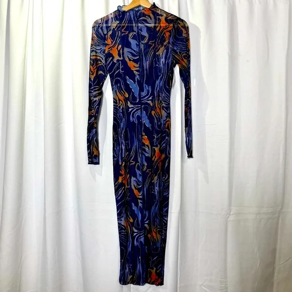 Spoiled Label Long Sleeve full length bodycon Abstract Dress women’s size medium - Picture 9 of 9